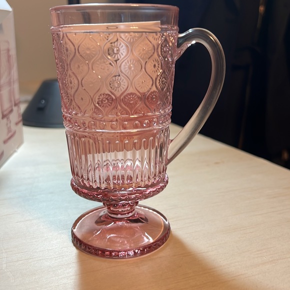 Retro Pink Clairo footed goblets by Goldinger NWT set of 4 - Picture 2 of 3